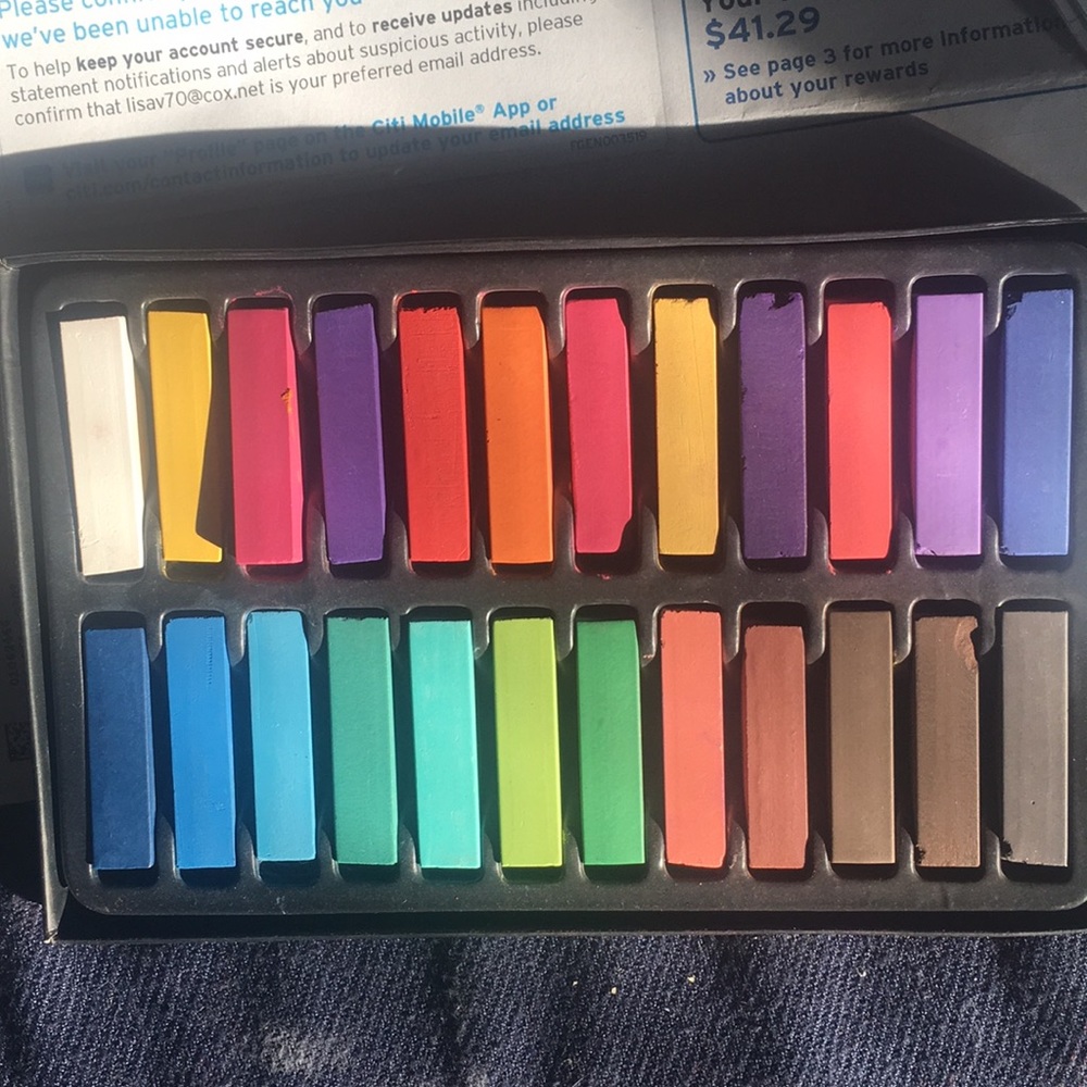 Fun temporary chalk all rainbow colors ~ Festival Rave season hair coloring fun